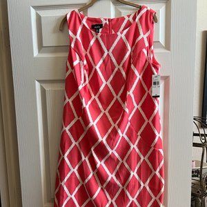 Alyx Sheath Dress Coral Geometric Diamond Print Sleeveless Womens Size 14W